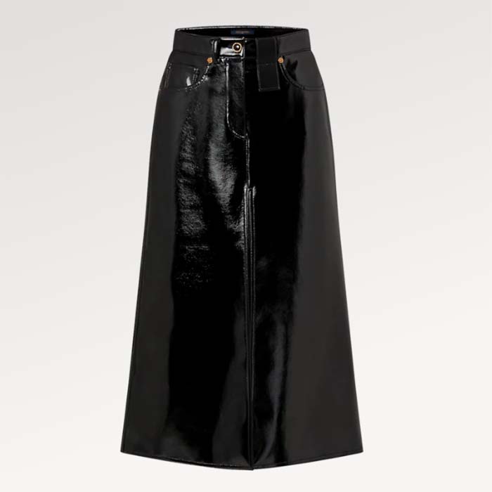 Louis Vuitton LV Women LV NIGHT Crinkled Vinyl Midi Skirt Polyester Black