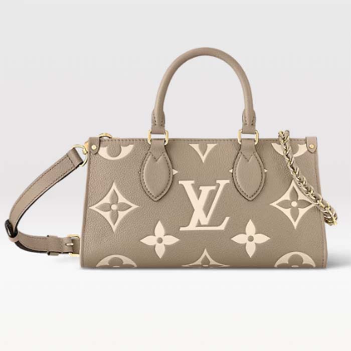 Louis Vuitton LV Women OnTheGo East West Dove Cream Embossed Grained Cowhide Leather