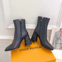 Louis Vuitton LV Women Shake Ankle Boot Black Lambskin Side Zip Leather Outsole (9)