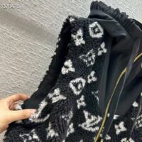 Louis Vuitton LV Women Sleeveless Hooded Monogram Teddy Jacket Acrylic Wool Black White (8)