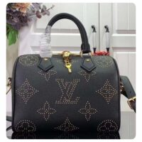 Louis Vuitton LV Women Speedy Bandoulière 25 Handbag Black Monogram Empreinte Grained Cowhide Leather Studs (1)