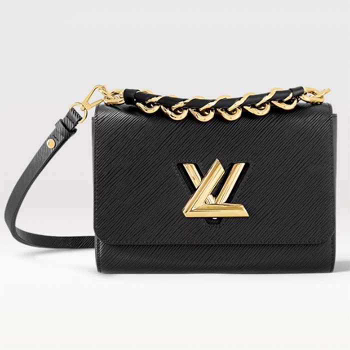 Louis Vuitton LV Women Twist MM Black Epi Grained Cowhide Leather