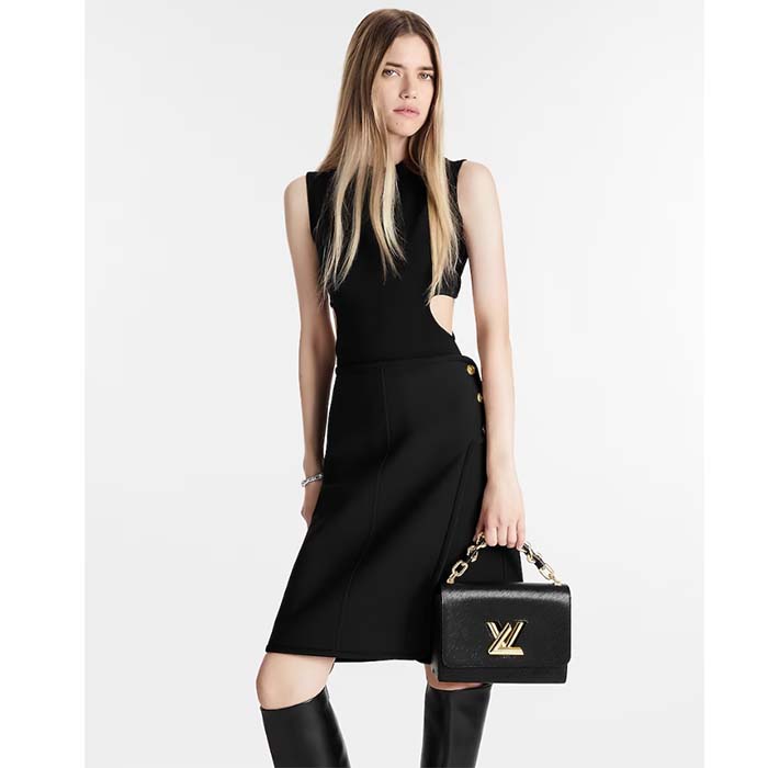 Louis Vuitton LV Women Twist MM Black Epi Grained Cowhide Leather (12)