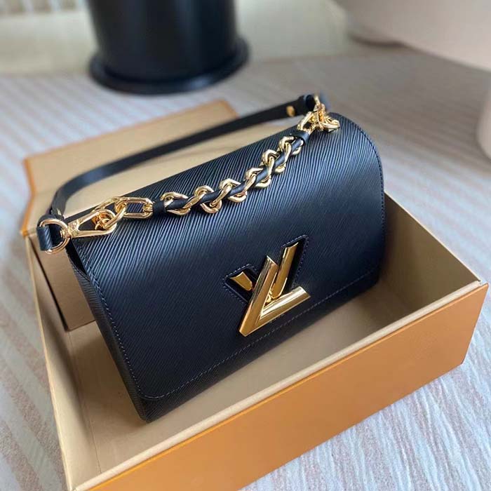 Louis Vuitton LV Women Twist MM Black Epi Grained Cowhide Leather (13)