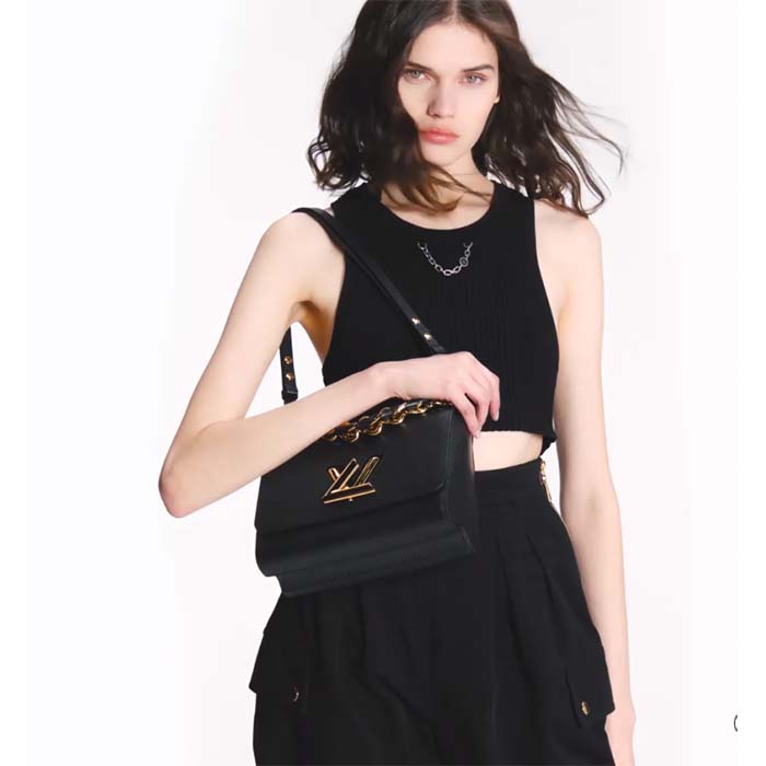 Louis Vuitton LV Women Twist MM Black Epi Grained Cowhide Leather (15)