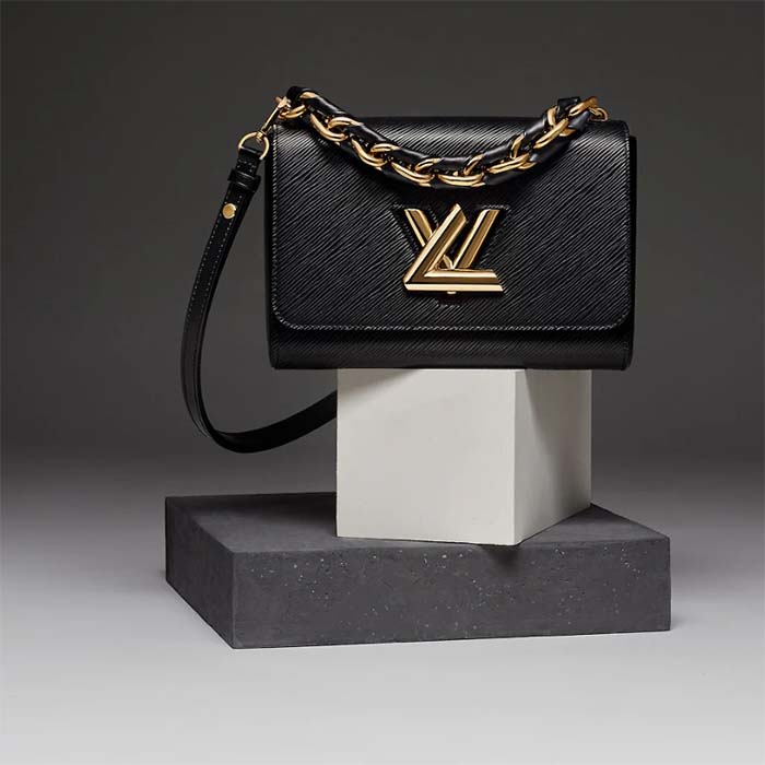 Louis Vuitton LV Women Twist MM Black Epi Grained Cowhide Leather (3)