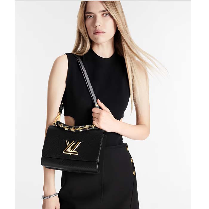 Louis Vuitton LV Women Twist MM Black Epi Grained Cowhide Leather (5)