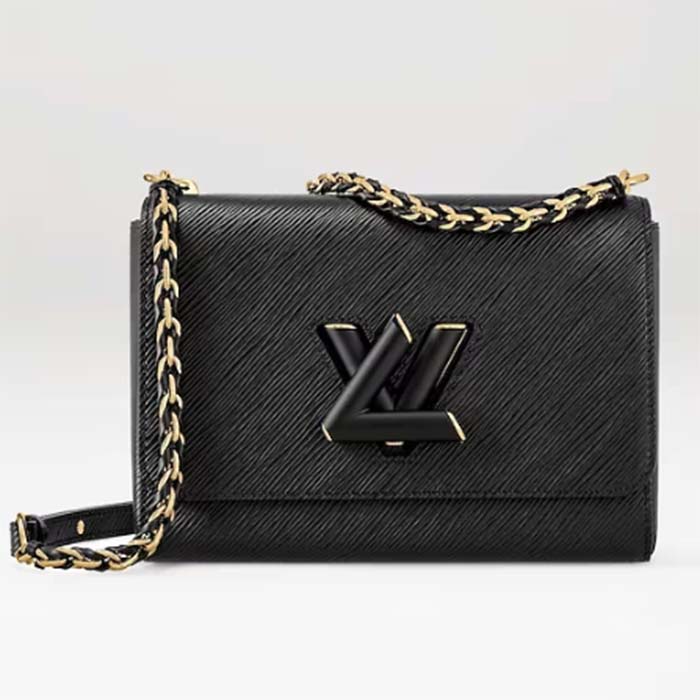 Louis Vuitton LV Women Twist MM Black Epi Grained Cowhide Leather Smooth-Cowhide Trim