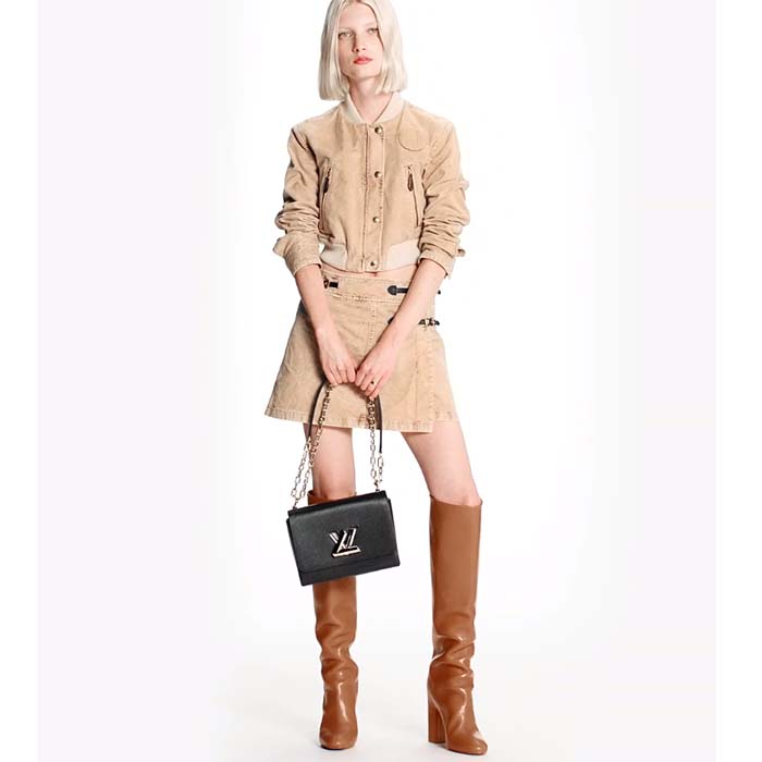 Louis Vuitton LV Women Twist MM Black Epi Grained Smooth Cowhide Leather (13)