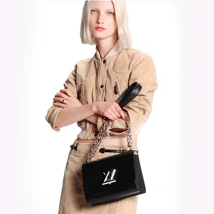Louis Vuitton LV Women Twist MM Black Epi Grained Smooth Cowhide Leather (14)