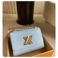 Louis Vuitton LV Women Twist MM Bleu Nuage Blue Epi Grained Smooth Cowhide Leather (12)