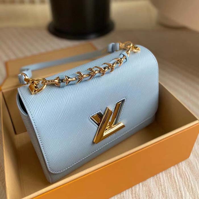 Louis Vuitton LV Women Twist MM Bleu Nuage Blue Epi Grained Smooth Cowhide Leather (4)