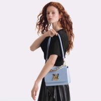 Louis Vuitton LV Women Twist MM Bleu Nuage Blue Epi Grained Smooth Cowhide Leather (12)