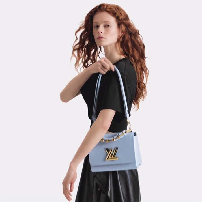 Louis Vuitton LV Women Twist MM Bleu Nuage Blue Epi Grained Smooth Cowhide Leather (9)