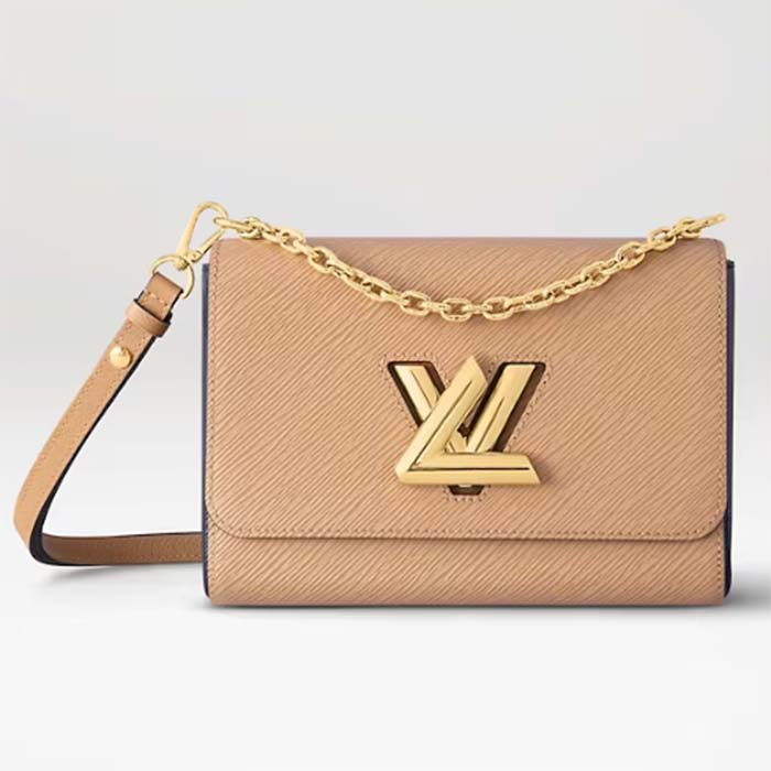 Louis Vuitton LV Women Twist MM Camel Light Brown Epi Grained Cowhide Leather