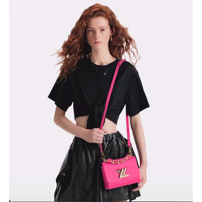 Louis Vuitton LV Women Twist PM Rose Miami Pink Epi Grained Cowhide Leather (4)