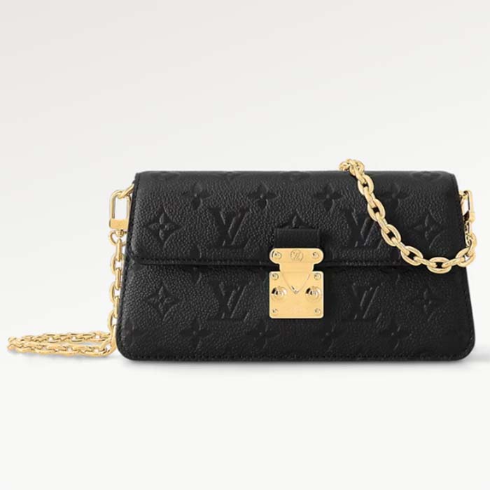 Louis Vuitton LV Women Wallet On Chain Métis Black Monogram Empreinte Embossed Supple Grained Cowhide Leather