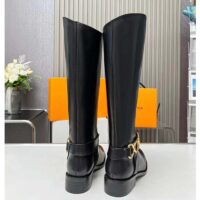 Louis Vuitton LV Women Westside Flat High Boot Black Calf Leather Side Zip (2)