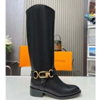 Louis Vuitton LV Women Westside Flat High Boot Black Calf Leather Side Zip (2)