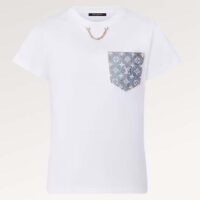 Louis Vuitton Men Monogram Pocket T-Shirt Cotton White Monogram Jacquard Denim LV Golden Chain (7)