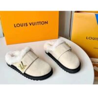 Louis Vuitton Unisex LV Cosy Flat Comfort Clog Natural Suede Calf Leather Shearling (9)