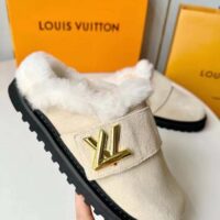 Louis Vuitton Unisex LV Cosy Flat Comfort Clog Natural Suede Calf Leather Shearling (9)