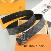 Louis Vuitton Unisex LV Initiales 40 MM Reversible Belt Onyx Black Calf Leather Damier Infini Canvas (3)