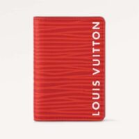 Louis Vuitton Unisex LV Pocket Organizer Vermillion Red Epi XL Grained Leather Cowhide (4)