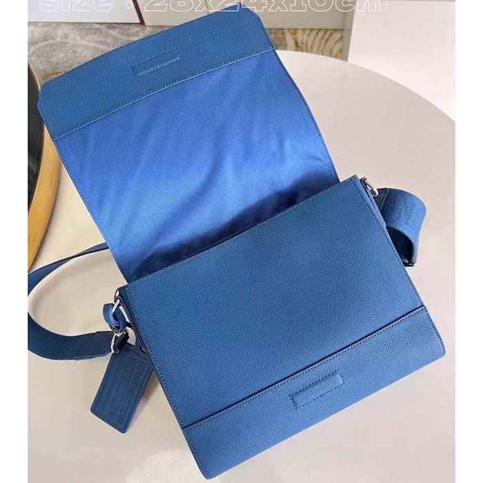 Louis Vuitton Unisex LV Takeoff Messenger Atlantic Blue Cowhide Leather Textile Lining (11)