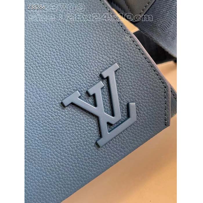 Louis Vuitton Unisex LV Takeoff Messenger Atlantic Blue Cowhide Leather Textile Lining (5)