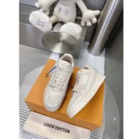 Louis Vuitton Unisex LV Trainer Sneaker White Calf Leather Rubber Outsole Monogram Flower (10)