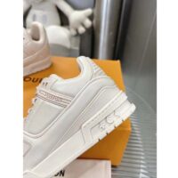 Louis Vuitton Unisex LV Trainer Sneaker White Calf Leather Rubber Outsole Monogram Flower (10)
