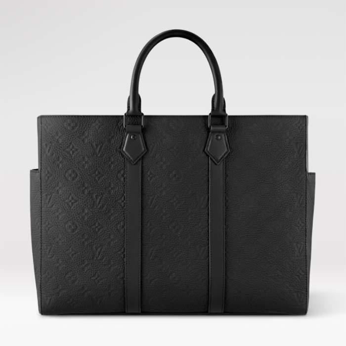 Louis Vuitton Unisex Sac Plat 24H Black Embossed Taurillon Monogram Cowhide Leather