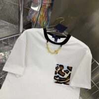 Louis Vuitton Women Animal Sequin T-Shirt Cotton White LV Golden Chain (2)