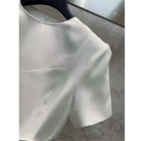 Louis Vuitton Women LV Belted Skater Dress White Short Dress Golden V Logo (12)