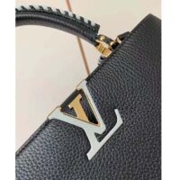 Louis Vuitton Women LV Capucines MM Black Etain Metallic Gray Taurillon Leather (10)