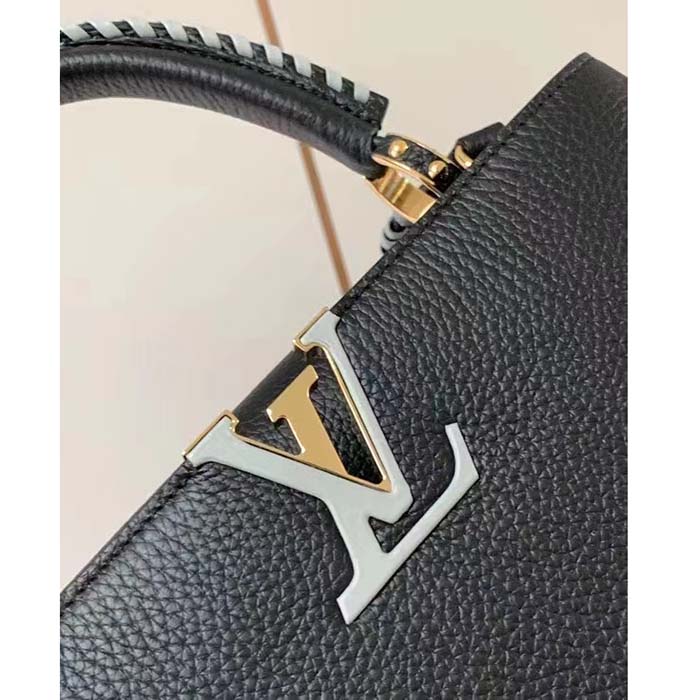 Louis Vuitton Women LV Capucines MM Black Etain Metallic Gray Taurillon Leather (1)