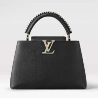 Louis Vuitton Women LV Capucines MM Black Etain Metallic Gray Taurillon Leather (10)