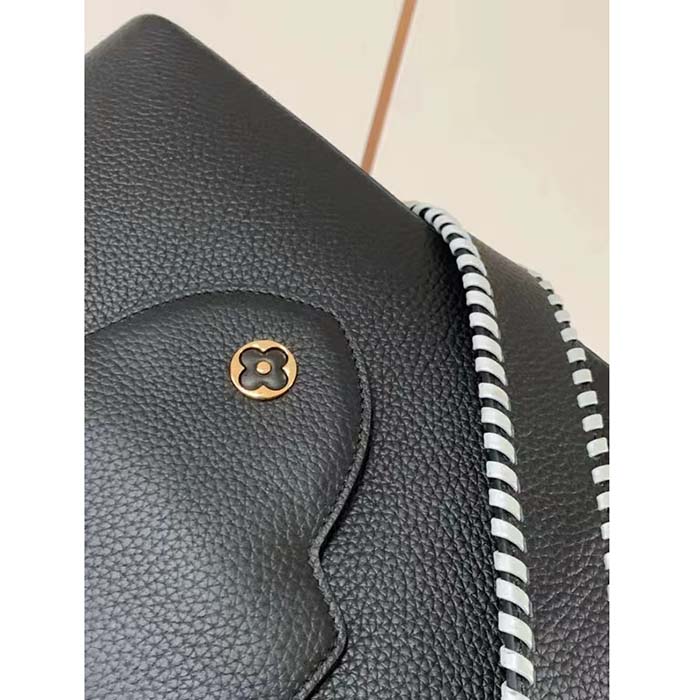 Louis Vuitton Women LV Capucines MM Black Etain Metallic Gray Taurillon Leather (9)