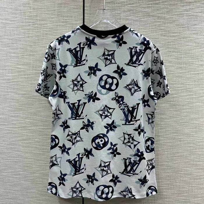 Louis Vuitton Women LV FLIGHT MODE 3D Mahina Monogram T-Shirt Cotton Navy White (14)