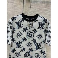 Louis Vuitton Women LV FLIGHT MODE 3D Mahina Monogram T-Shirt Cotton Navy White (1)