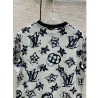 Louis Vuitton Women LV FLIGHT MODE 3D Mahina Monogram T-Shirt Cotton Navy White (1)