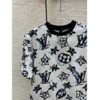 Louis Vuitton Women LV FLIGHT MODE 3D Mahina Monogram T-Shirt Cotton Navy White (1)