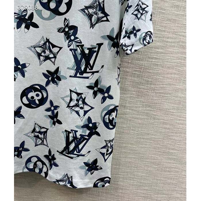 Louis Vuitton Women LV FLIGHT MODE 3D Mahina Monogram T-Shirt Cotton Navy White (9)