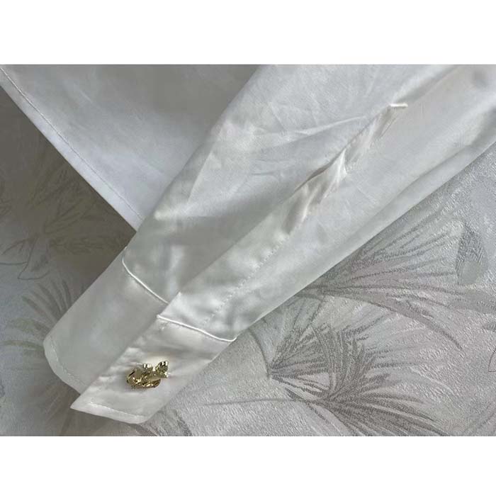 Louis Vuitton Women LV Fin Collar Shirt Cotton Optical White Regular Fit (10)