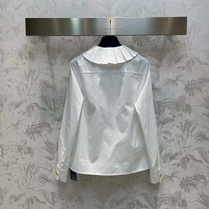 Louis Vuitton Women LV Fin Collar Shirt Cotton Optical White Regular Fit (12)