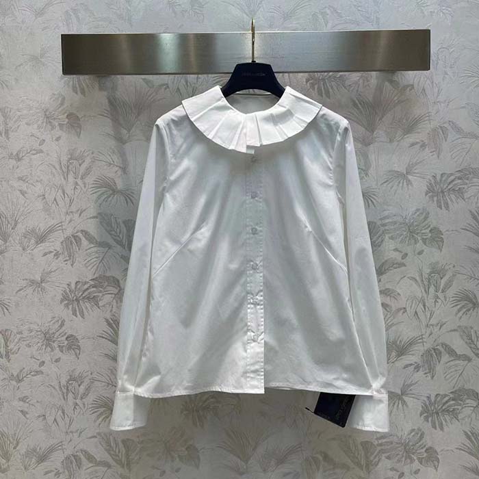 Louis Vuitton Women LV Fin Collar Shirt Cotton Optical White Regular Fit (3)