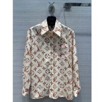 Louis Vuitton Women LV Floral Monogram Pajama Shirt Silk Pink Beige Regular Fit (7)