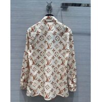 Louis Vuitton Women LV Floral Monogram Pajama Shirt Silk Pink Beige Regular Fit (7)