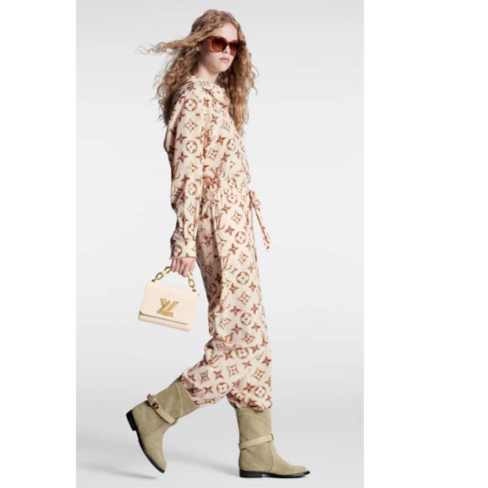 Louis Vuitton Women LV Floral Monogram Pajama Shirt Silk Pink Beige Regular Fit (3)